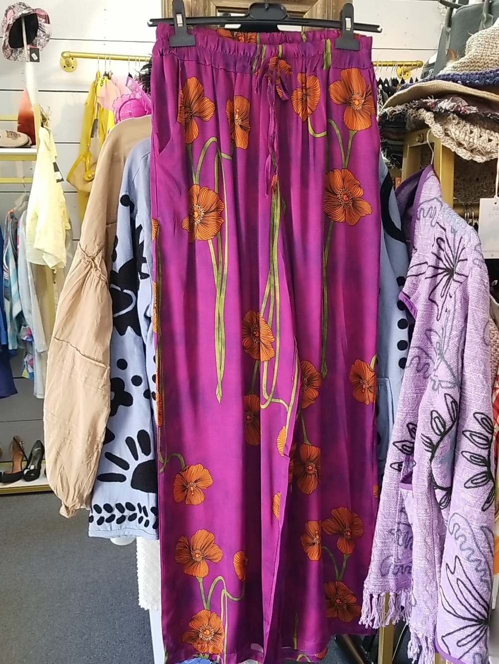 Purple Floral Wide-Leg Women's Pants